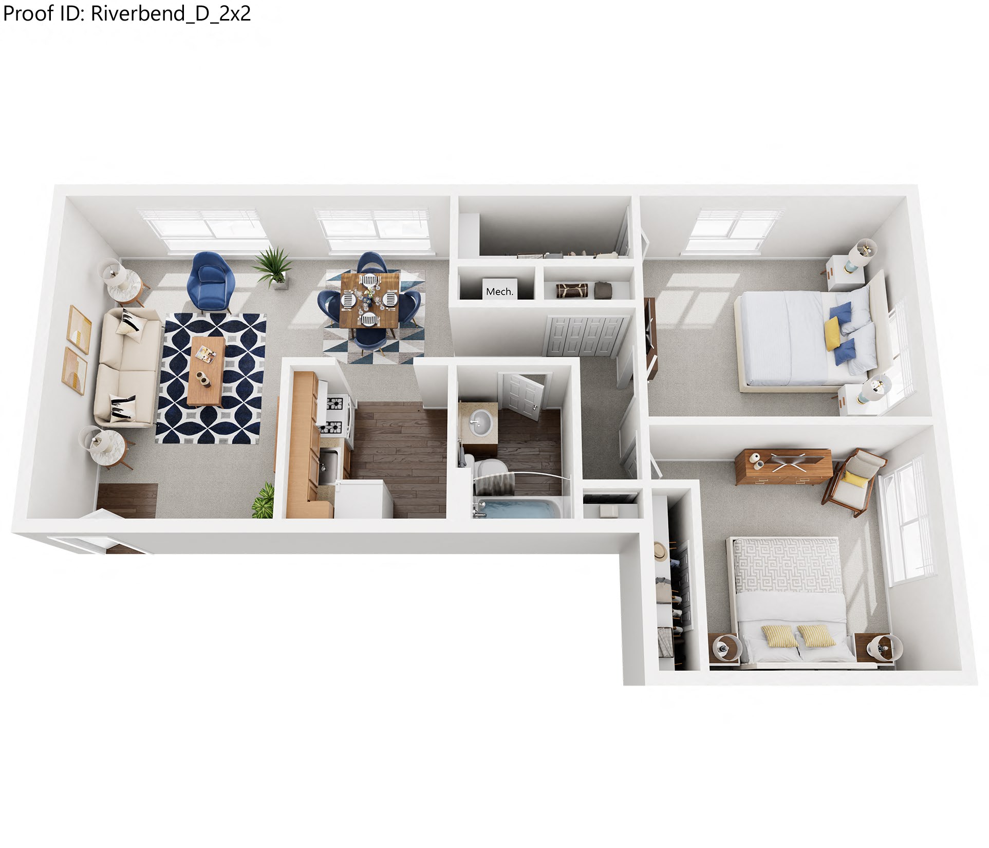 Floor plan for 2 beds, 1 bath, 850 sqft
